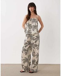 New Look - Co-Ord Mono Palm Print Beach Trousers - Lyst