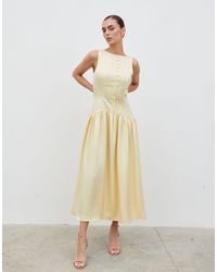 Pretty Lavish - Satin Button Down Drop Waist Midaxi Dress - Lyst