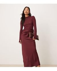 ASOS - Asos Design Petite Sheer High Neck Bodice Drape Satin Maxi Dress - Lyst