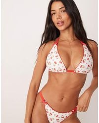 Peek & Beau - Cherry Print Triangle Bikini Top - Lyst