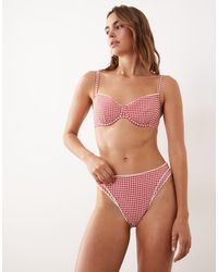 Abercrombie & Fitch - Mid Rise Contrast Seam Bikini Bottoms Co-ord - Lyst