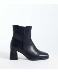 SEQWL Wide Fit - Fisher Block Heeled Mid Ankle Boots - Lyst