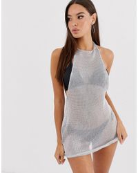South Beach Synthetic Tennis High Neck Dress With Pleated