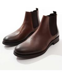 Jack & Jones - Botas Chelsea De Cuero En Marrón De - Lyst