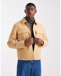 ASOS - Harrington Jack Met Wollook En Geplooide Zakken - Lyst