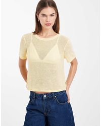 ONLY - Lightweight Open Knit T-Shirt - Lyst