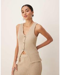ASOS - Chaleco De Traje Abotonado De Punto De (Parte De Un Conjunto)-Neutro - Lyst