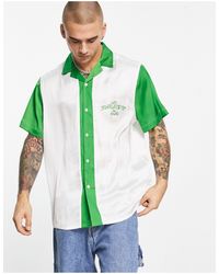 ASOS - Relaxed Revere Satin Bowling Shirt With Chest Embroidery - Lyst