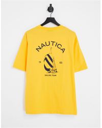 Nautica Nautica Oversized T-shirt Met Print Op in het Geel voor heren gym en workout voor Hoodys Heren Kleding voor voor Kleding voor sport Archive Caddy 