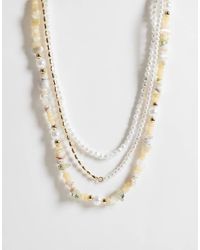 ASOS - Set Van 3 Kettingen Met Parels En Steentjes - Lyst
