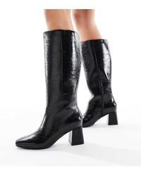 London Rebel - Nova Block Heeled Knee Boots - Lyst