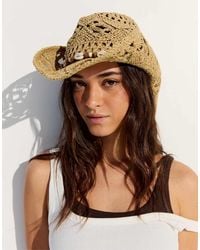 Bershka - Cappello Da Cowboy Color Cammello Con Conchiglie - Lyst
