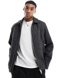 River Island - Chaqueta Con Cremallera De Tejido Efecto Lana De - Lyst