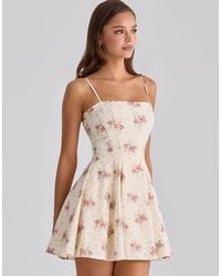 House Of Cb - Dolly Ivory Vintage Rose Print Cotton Flared Mini Sundress - Lyst