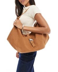 Stradivarius - Soepele Tas Van Imitatiesuède Met Gesp - Lyst