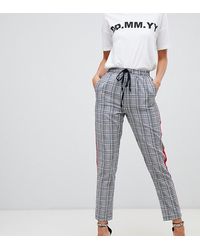 Boohoo Серые Клетчатые Брюки С Полосками По Бокам - Многоцветный