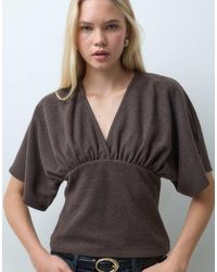 ASOS - Supersoft Plunge Neck Batwing Top - Lyst