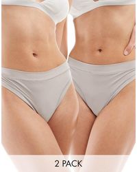 ASOS - Bella 2 Pack Super Soft High Waist Thong - Lyst