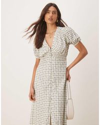 Nobody's Child - – lara – midikleid mit em kachelmuster und puffärmeln - Lyst