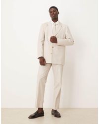ASOS - Cotton Linen Blend Straight Leg Suit Pants - Lyst