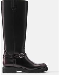 Pull&Bear - Flache stiefel mit hohem schaft und schnalle - Lyst