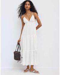 Stradivarius - Long Flowing Dress With Open Back - Lyst