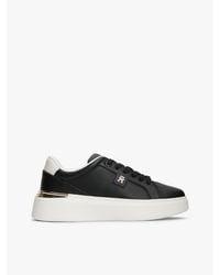 Tommy Hilfiger - Metallic Th Monogram Leather Platform Trainers - Lyst
