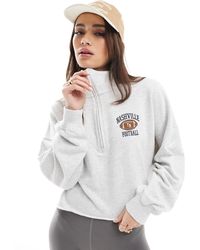 Hollister - Cropped Half Zip Sweat Top With Raw Hem Detail - Lyst