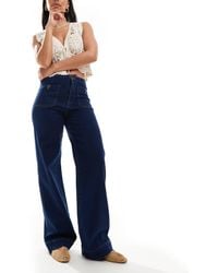 ONLY - Madeline High Waist Wide Leg Jeans With Pocket Details - Lyst