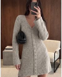 NA-KD - Knitted Wool Blend Cardigan Mini Dress - Lyst