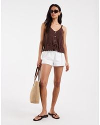 Pieces - Tie Waist Broderie Knitted Cami Top - Lyst