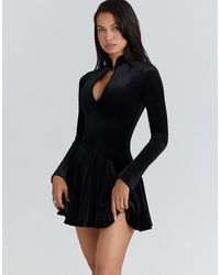 House Of Cb - Stella Velvet Keyhole Mini Dress - Lyst