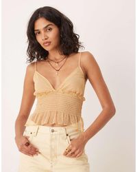 ASOS - Shirred Dobby Mesh Peplum Cami Top - Lyst