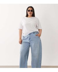 ASOS - Asos Design Curve Barrel Leg Jeans With Adjustable Waist - Lyst