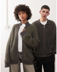 The Ragged Priest - Unisex Fuzzy Ribbed Zip Through Cardigan - Lyst
