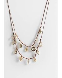 ASOS - Row Brown Corded Necklace With Sea-life Charms - Lyst