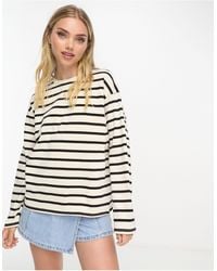 Pull&Bear - Long Sleeve Oversized T-shirt With Stripe Detail - Lyst