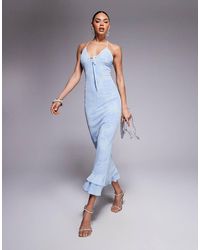 ASOS - Double Layer Mesh And Lace Print Cami Maxi Dress With Ruffle Hem - Lyst