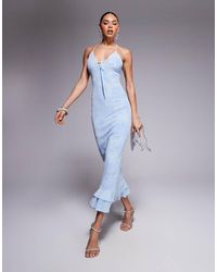 ASOS - Vestito Lungo Con Spalline Sottili Pallido A Doppio Strato - Lyst