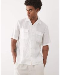 Mango - 100% Linen Short Sleeve Shirt With Front Pockets - Lyst