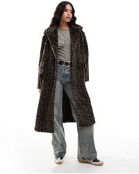 Stradivarius - – str – duster-mantel aus kunstpelz mit leopardenmuster - Lyst