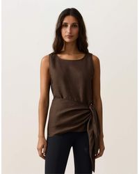 Oysho - Sleeveless Top With 100% Linen Scarf - Lyst
