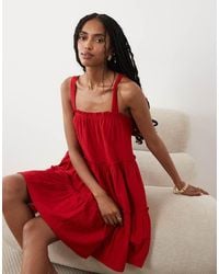 Miss Selfridge - Tie Shoulder Tie Smock Mini Dress - Lyst