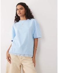 ASOS - Oversized T Shirt Co-ord With Lace Trim At Hem - Lyst