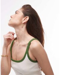 TOPSHOP - Geribbeld Hemdje Met Lage Ronde Hals En Dunne Bandjes - Lyst