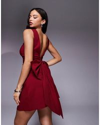 TFNC London - Bengaline Structured Low Back Bow Detail Mini Dress - Lyst