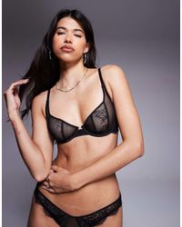 ASOS - Amber Lace & Sheer Mesh Underwired Bra - Lyst