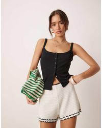 Abercrombie & Fitch - Thick Straps Ribbed Button Through Tank Top - Lyst