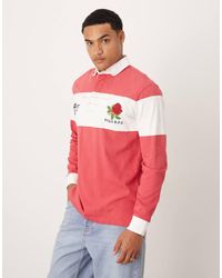 Polo Ralph Lauren - Polo Oversize Stile Rugby Rossa A Righe Bianche Con Logo E Numero Sulla Schiena - Lyst