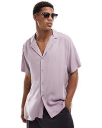 ASOS - Relaxed Viscose Shirt With Deep Revere Collar - Lyst